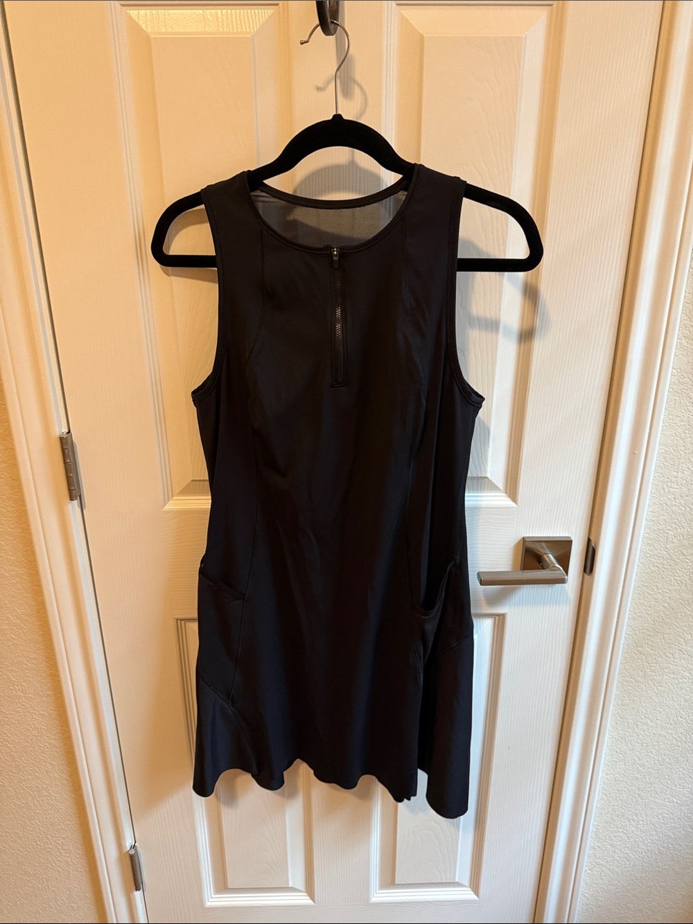 Athleta Black Sleeveless Zip-Front Mini Dress
